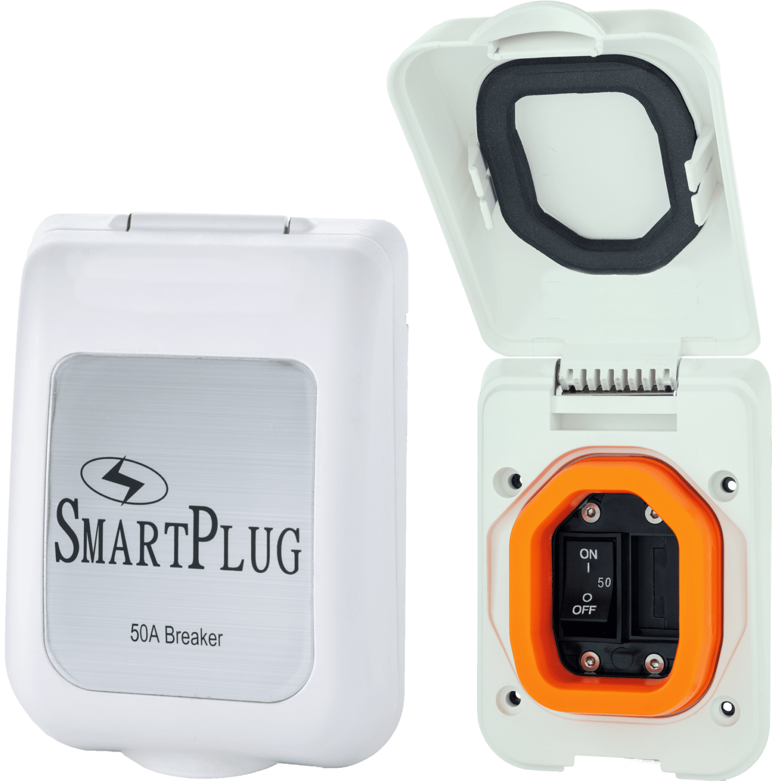 SmartPlug Combo Kit w/ELCI Sensor  50 Amp Breaker Non-Metallic Door - White [ELCIBRKR50PW] main image 1
